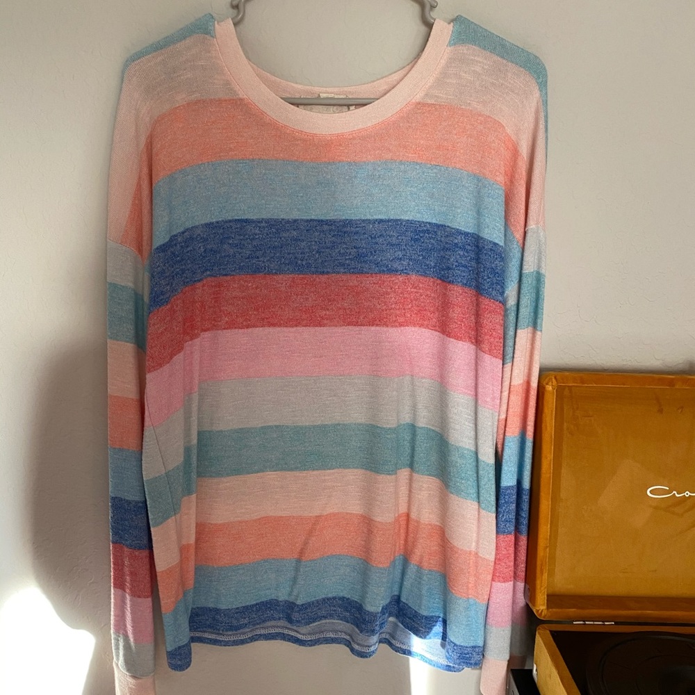 RAINBOW LONG SLEEVE STRIPED TOP